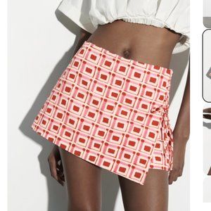 Zara printed linen blend skort - NWT Size Small